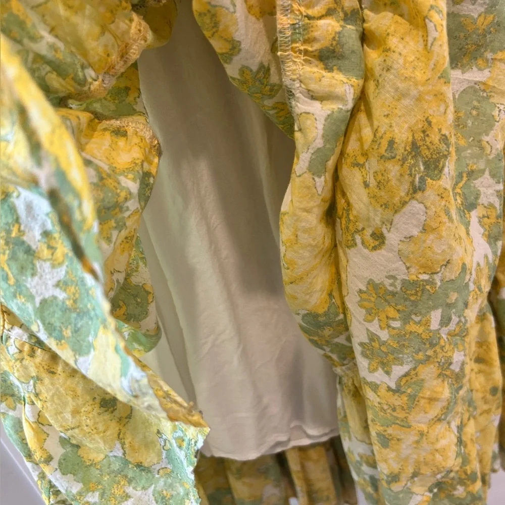 Free People Sundrenched Floral Tiered Maxi Sundress Yellow Size Medium - Picture 6 of 13